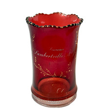 LAMBERTVILLE NJ NEW JERSEY  Ruby Red Flash Souvenir Glass TRINKET ANTIQUE CUP picture