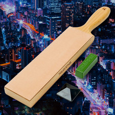Large Leather Strop (Genuine Cowhide) with 2 Oz. Polishing Compound&Angle Guide picture