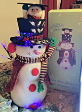 Vintage Fiber Optic Light-Up Snowman Holiday Christmas Color Changing Works picture