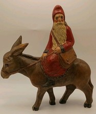 Vtg 1986 Vaillancourt Folk Art Chalkware Santa on Donkey #13 Christmas *Signed* picture