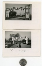 (2) Old WW2 mini photos / US ARMY 167th GENERAL HOSPITAL Gate Tourlaville FRANCE picture