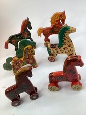 6 vintage Hand Painted Russian Khokhloma Horse Folk Art Figurine  (B6) picture