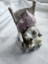 Vintage Schmid Bros Praying Figurines Set of 2  and Musical Cat in Chair Rocker picture