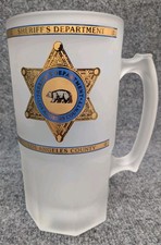 Vintage LASD Los Angeles County Sheriff Department Frosted Glass Mug Stein 8