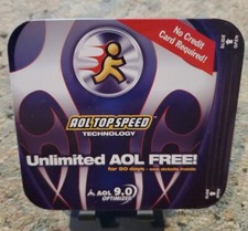 AOL 9.0 Optimized Installation Disc- Top Speed Tech, Vintage Slim Tin picture