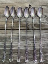 Rare Early Coin Silver Ingot Six Iced Tea Spoons Navajo Hopi Native American Vtg picture