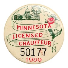 Vintage 1950 Minnesota Licensed Chauffeur License 1.5