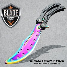 CSGO Practice Knife Balisong Butterfly Trainer - Non Sharp Dull - Fade BLACK picture