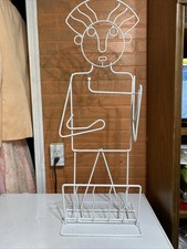 Vintage 1970s John Risley Standing Wire Figure Magazine Holder picture