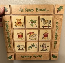 VTG. wooden Hand Painted Christmas-themed decorative plaque Folk Art Cottagecore picture