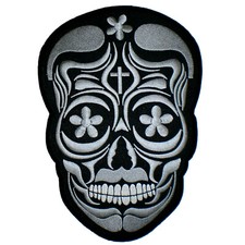 LARGE Sugar Skull Day of Dead Floral Mexican Jacket Vest Biker Back Patch Rider picture