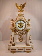 Antique FRENCH MARBLE Table CLOCK by BLACK. STARR. FROST: RUNS & CHIMING $SALE$ picture