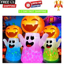 Adorable 5FT Halloween Inflatable Ghost with 3-Pattern LED Light for Yard Fun picture