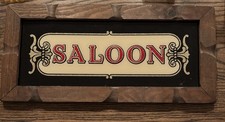 Vtg Faux Stained Glass Saloon Sign Wood Framed Reverse Painted Bar Pub Decor 23