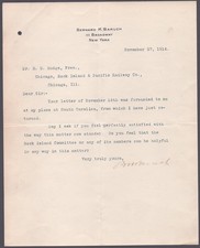 BERNARD M. BARUCH - TYPED LETTER SIGNED 11/27/1914 picture