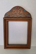 Antique Wooden Picture Frame Folk Art 8.5x5