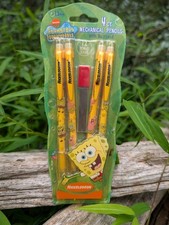 SpongeBob Mechanical Pencil 4ct Set 12 Bonus Leads Nickelodeon Stationery New picture