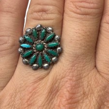 Zuni Florencia Lucio petite point ring size 7 vintage sterling silver picture