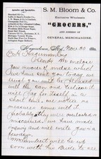 1880 Hagerstown Md - S M Bloom & Co - Grocers - EX Rare Letter Head Bill picture