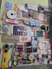 Vintage Estate Sewing Lot Scissors Rotary Cutter Thread Spools Singer Needles picture