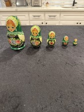 Vintage Russian Matruska Wooden Nesting Dolls  Set Of 5 Hand Painted June 2006 picture