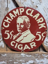 RARE VINTAGE CHAMP CLARK PORCELAIN SIGN OLD TOBACCO CIGAR SMOKING PIPE STORE 12