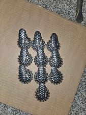Vtg Silver Tin Christmas Tree Candle Holder Clips Pinecone Flower Set Of 10 picture