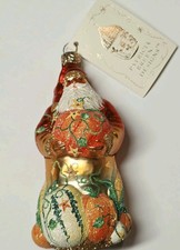NWT Patricia Breen Harvest Santa Holiday Fall Hand Blown Glass Ornament 2230 picture