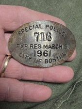 Old rare Vintage OBSOLETE expired 1961 Boston MA Mass Special Police pin picture