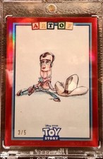 2025 Topps 30 Years of Toy Story Concept Art of Sheriff Woody ART-1 Pixar Red /5 picture