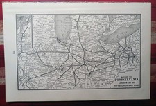 1901 RAILROAD MAP Pennsylvania System All Lines West of Pittsburgh  PA Marked  picture
