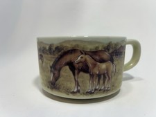 Vintage Otagiri Japan Horse Mug Brown Horses Farm Scene Soup Coffee Cup picture