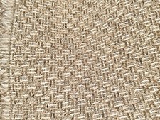 HOLLY HUNT Woven Boucle natural grey warm white metallic thread texture 3+ yards picture
