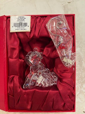 NIB 2011 Waterford Lead Crystal Christmas Teddy Bear Ornament W/Enhancer Germany picture