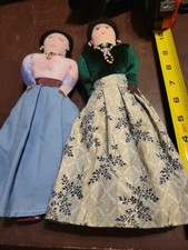 LOT OF 2 Vintage Native American Woman Cloth Doll W/ Bead Jewelry 10