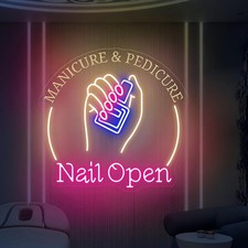 Nail Open Neon Sign for Salon Window Manicure Pedicure Beauty Spa Wall Decor picture