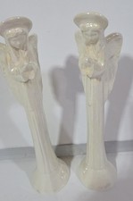TALL SLENDER CERAMIC/PORCELAIN ANGEL FIGURINE IRIDESCENT FINISH 8.75'' picture