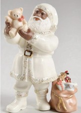 Rare Lenox SANTA'S FAVORITE African American Cultural Figurine w/ Bear picture
