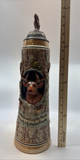 Vintage Gerz German Beer Stein – Stag & Forest Motif, Lidded Ceramic picture