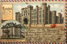 1905 Springfield IL. Governor's Mansion Postcard With 1 Cent Franklin Stamp picture