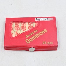 Pepsi Vintage Double Six Dominoes 28 Tiles Complete Red Snap Pouch Case Retro picture