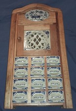 Vintage Wood Ceramic Blue & White Floral 12 Drawer Spice Cabinet picture