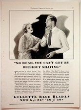 Gillette Blue Blades Vintage Print Advertisement 1934 Black White picture