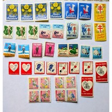 38 Vintage Charity Seals Stamps Mid Century Ephemera Lot 1952-1959 junk journal picture