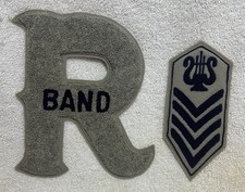 2 Vtg. Chenille Band Letterman Patches “R” F.J. Reitz High School Evansville IN picture