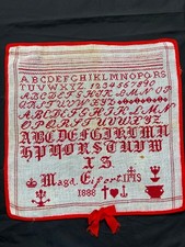 Vintage Cross Stitch Alphabet Sampler Embroidered Letters Pattern embroidery S24 picture
