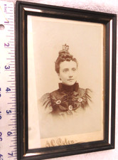 Vintage Tin Type Photo J O Dolen Fashionable Young Lady 5.5” X 4”-Metal Frame picture