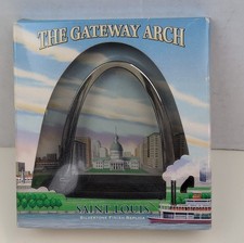 St Louis Gateway Arch Silvertone Finish Replica Souvenir Model Boxed Collectible picture