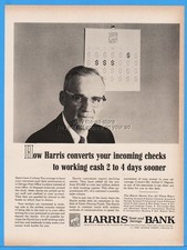 1963 Harris Trust & Savings Bank Check Clearing 2 to 4 Days Sooner Print Ad picture
