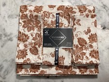 Fall Waterford Regan Tablecloth & 12pc Napkin Set Paisley Leaves Rust and Beige picture